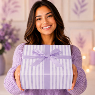 Papel De Regalo Elegantes rayas de acuarela púrpura lavanda