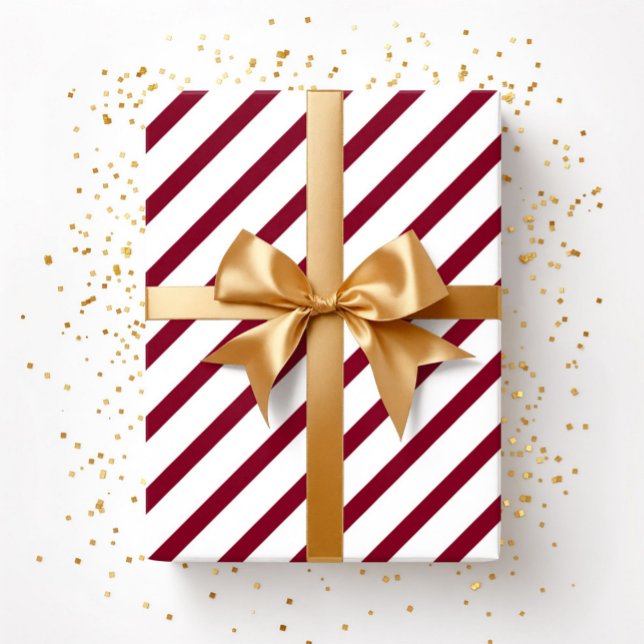 Papel De Regalo Elegantes rayas de Borgoña (Elegant Burgundy Stripes Wrapping Paper)