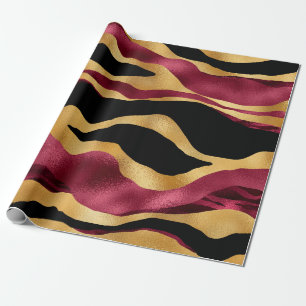 Papel De Regalo Elegantes rayas de tigre de color burdeos llamativ