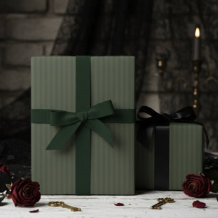 Papel De Regalo Elegantes rayas finas de verde bosque