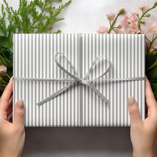 Papel De Regalo Elegantes rayas finas grises y blancas
