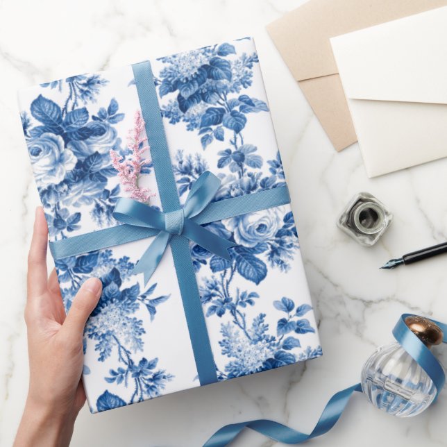 Papel De Regalo Elegantes Rosas azules de China (Regalar)