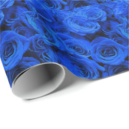Papel De Regalo Elegantes rosas azules flores azules florales azul