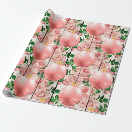 Papel De Regalo Elegantes rosas Navidades de oro con estampado flo