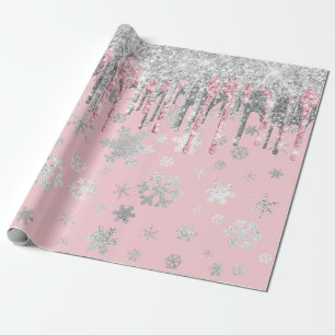 Papel De Regalo Elegantes Rosas Navidades de plata dorada copos de