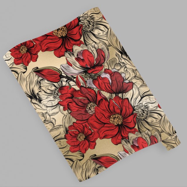 Papel De Regalo Elegantes rosas rojas negras sobre el oro (Subido por el creador)