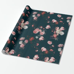 Papel De Regalo Elegantes rosas rosadas florales holandesas ricas