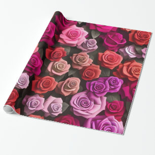 Papel De Regalo Elegantes Rosas rosados y rojos florales