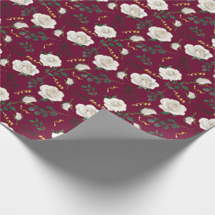 Papel De Regalo Elegantes Rosas Vintage Blancos Vacaciones Botánic