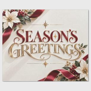Papel De Regalo Elegantes saludos de temporada Burdeos Navidad