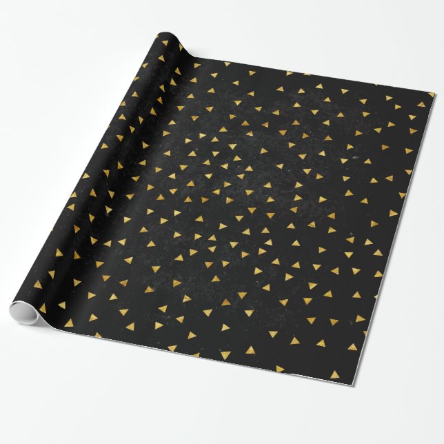 Papel De Regalo Elegantes triángulos dorados y negros (Desenrollado)