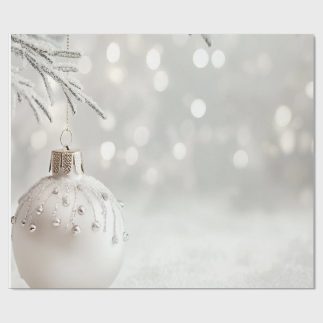 Papel De Regalo Elegantes vacaciones de bolas de Navidades blancos (Superficie plana)