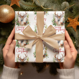 Papel De Regalo Elegantes y elegantes Navidades de venado vegetaci