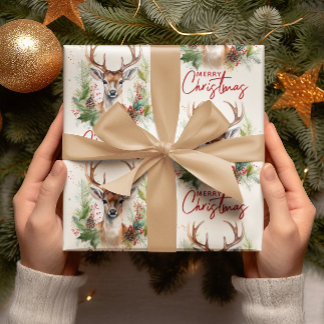 Papel De Regalo Elegantes y elegantes Navidades de venado vegetaci