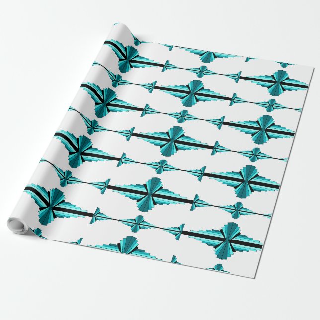 Papel De Regalo Elementos Art Deco en verde verde azulado (Desenrollado)