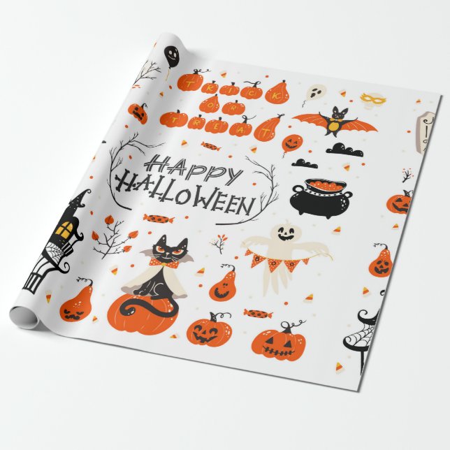 Papel De Regalo Elementos de diseño de Halloween. Clases de Hallow (Desenrollado)