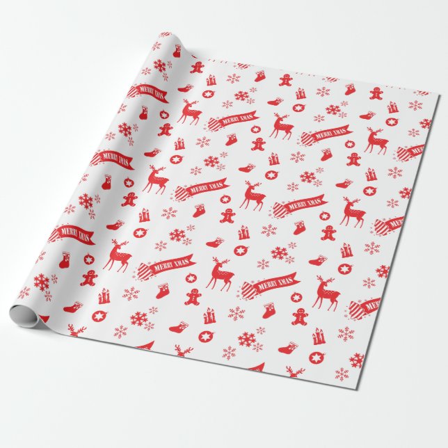 Papel De Regalo Elementos de los Navidades (Desenrollado)