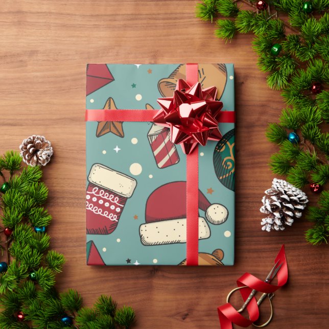 Papel De Regalo Elementos de Navidad  (Regalo de vacaciones)