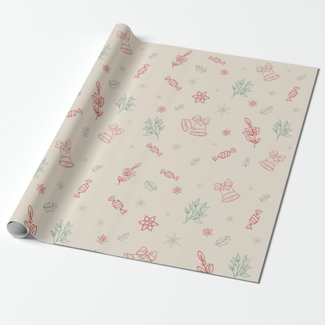 Papel De Regalo Elementos de Navidades mínimos personalizados (Desenrollado)