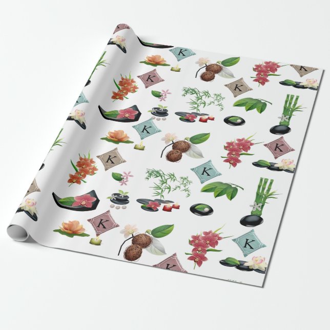 Papel De Regalo Elementos de Spa personalizados (Desenrollado)