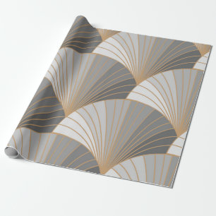 Papel De Regalo Elementos grises con contorno de oro. patrón impec