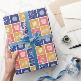 Papel De Regalo Elementos Modernos de Año Nuevo Coloridos Dibujado