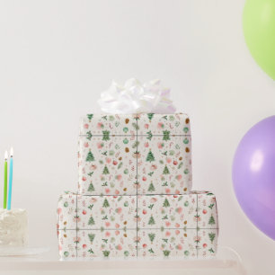 Papel De Regalo Elementos navideños de acuarela acogedores sin fis