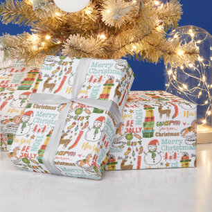 Papel De Regalo Elementos y tipografía de los navidades