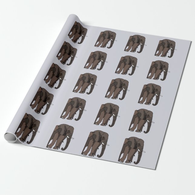 Papel De Regalo Elephant Animal Art (Desenrollado)