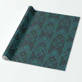 Papel De Regalo Elevación geométrica Art Deco - Resplandor verde t
