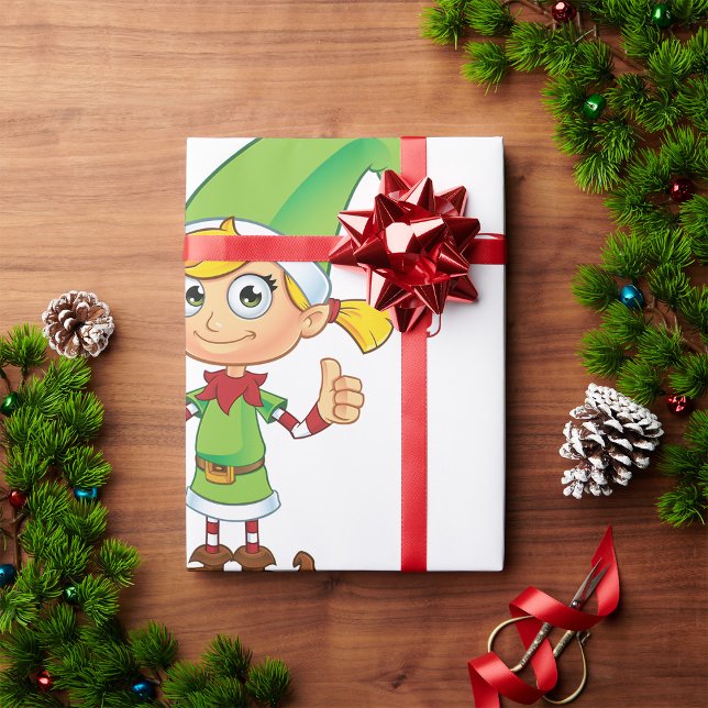 Papel De Regalo Elf Chica Con Candy Cane (Subido por el creador)