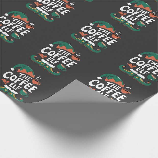 Papel De Regalo Elf Coffeine Lover Navidades divertidos (Esquina)