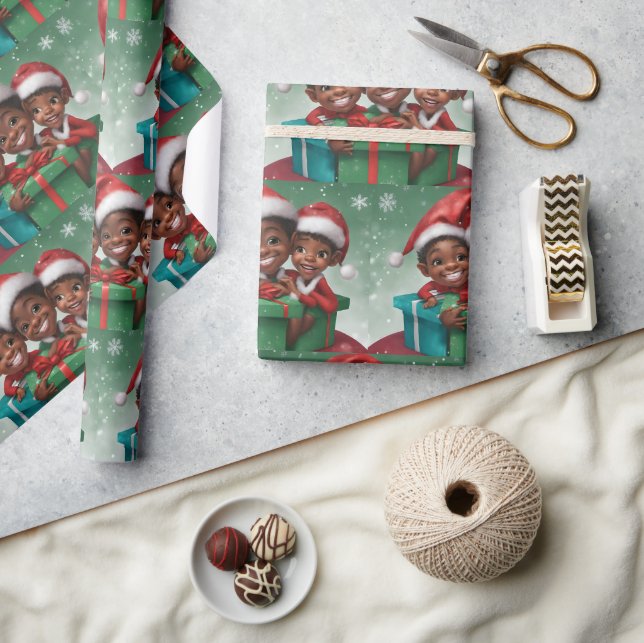 Papel De Regalo Elf Navidades afroamericanos (Artesanía)