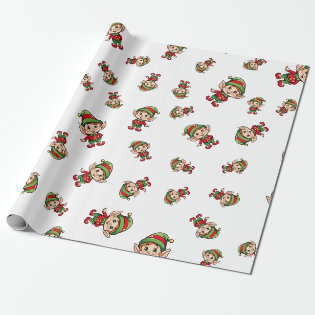 Papel De Regalo Elf Navidades festivos (Desenrollado)