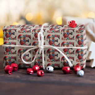 Papel De Regalo Elfo de Navidad Lindo Carta Festiva E