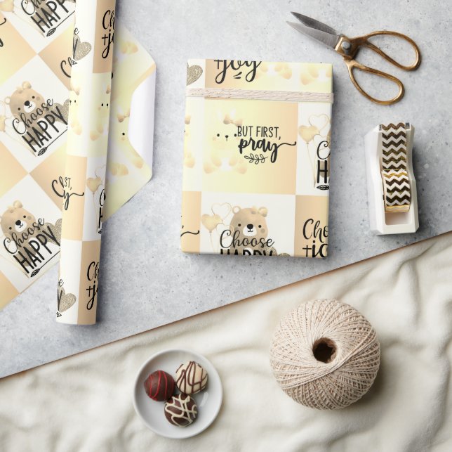 Papel De Regalo Elige Feliz; Elige Alegría; Pero Reza