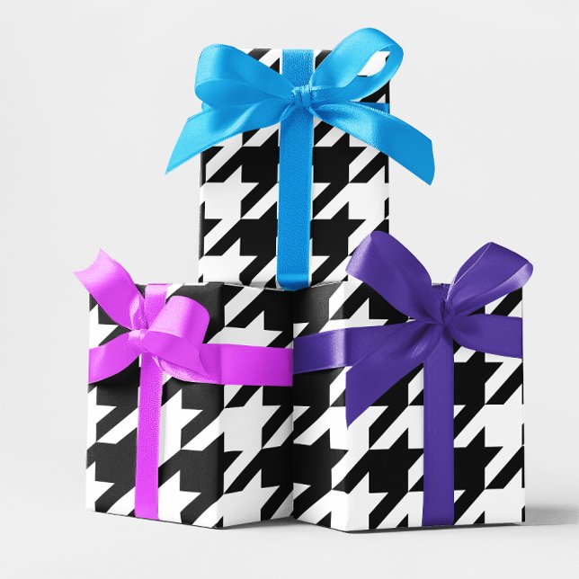 Papel De Regalo Elija la banda de sonido de fondo (Choose Your Background Color Houndstooth Wrapping Paper)