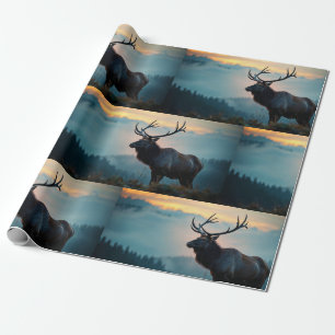 Papel De Regalo Elk en una carrera por el amanecer