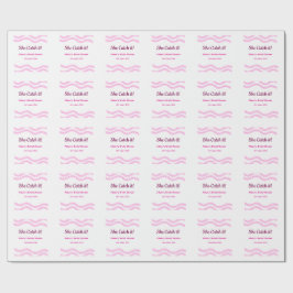 Papel De Regalo Ella lo atrapa líneas de acuarela en espiral rosa 