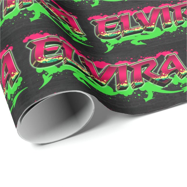 Papel De Regalo Elvira Vorname Name Graffiti red green (Esquina del rollo)
