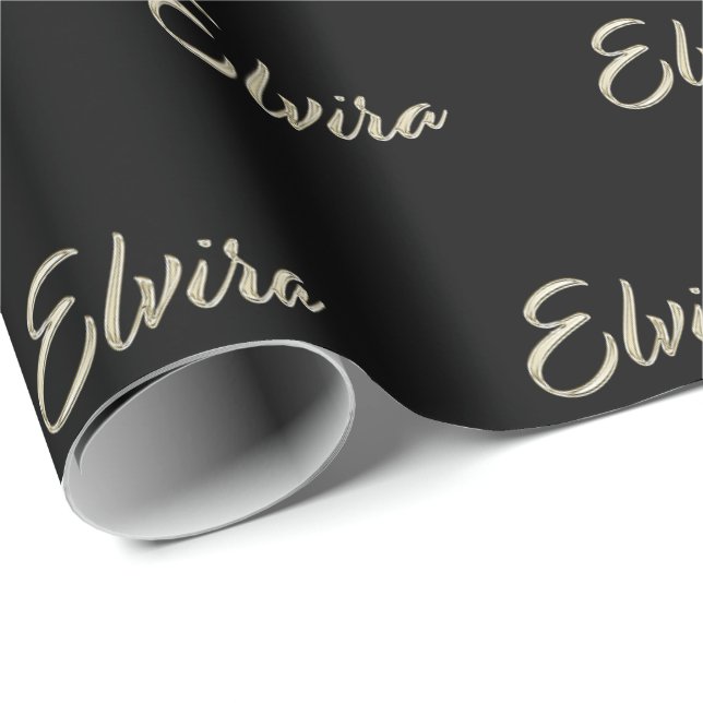 Papel De Regalo Elvira white gold Handwriting Geschenkpapier (Esquina del rollo)