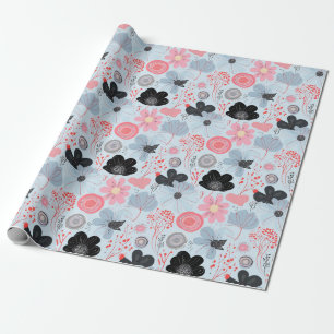 Papel De Regalo Embalaje de armonía botánica azul Pastel
