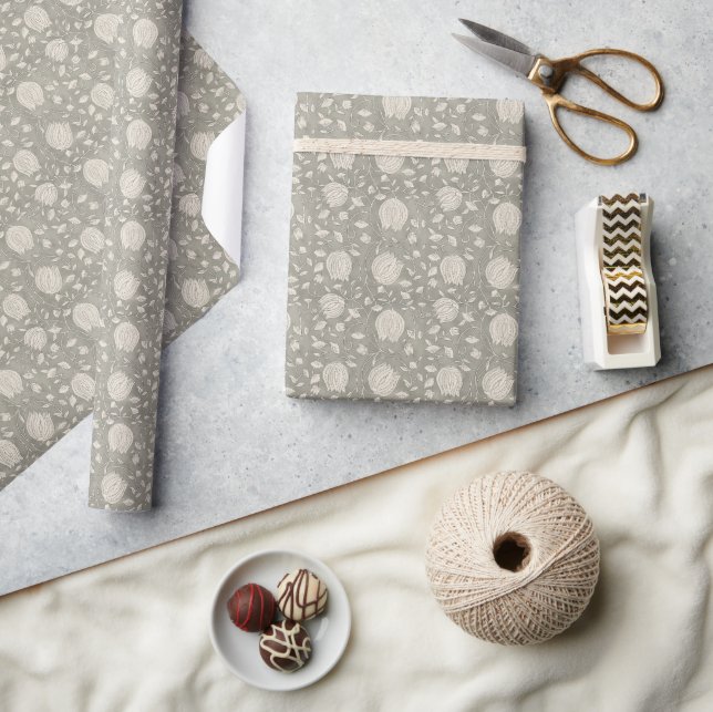 Papel De Regalo Embalaje navideño floral vintage (Artesanía)