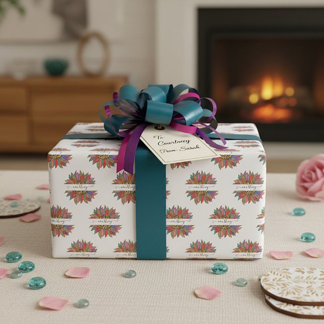 Papel De Regalo Embalaje personalizado con huella de arcoiris y le (Subido por el creador)