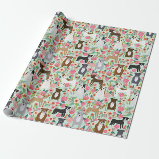 Papel De Regalo Embalaje Pitbull Floral Gift - envoltura de regalo