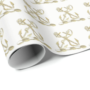 Papel De Regalo Emblema de la Cresta Heráldica de Doble Ancla Fals