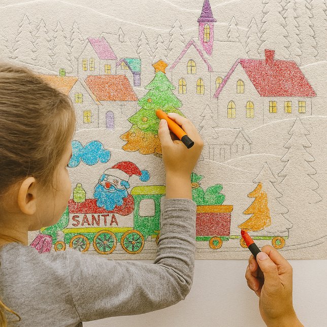 Papel De Regalo Embossed Christmas Town with Santa Train Craft  (Embossed holiday village becomes a canvas for little artists perfect for classroom crafts )
