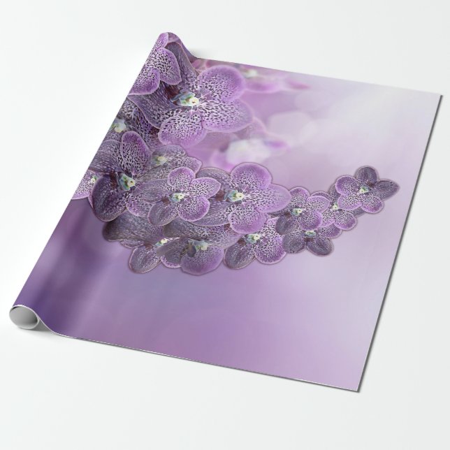 Papel De Regalo Embrague de orquídeas violetas moradas que florece (Desenrollado)