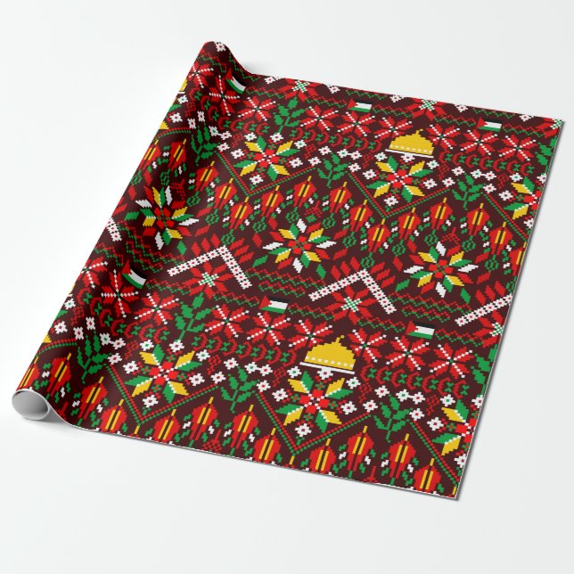 Papel De Regalo Embrodería tradicional de Palestina Tatreez (Desenrollado)