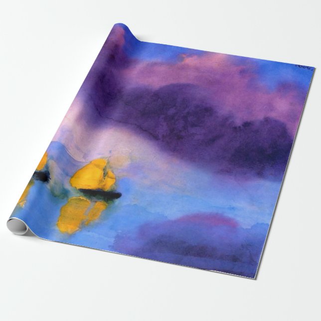 Papel De Regalo Emil Nolde - Mar con nubes violetas y veleros (Desenrollado)